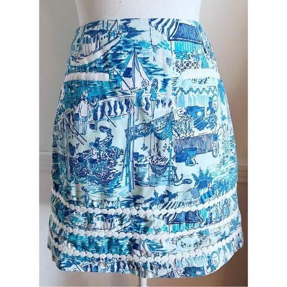 Lilly Pulitzer Dresses & Skirts - Lilly Pulitzer • Blue White Roslyn Skirt in Fresh Catch Toile